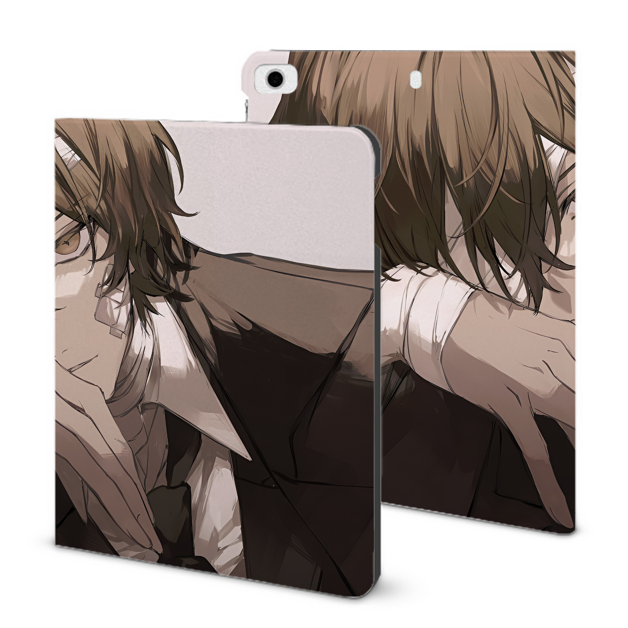 （画像用） 文豪ストレイドッグス Bungo Stray Dogs IPad ケース ブック型 PUレザー TPU 耐衝撃 軽量 薄型 ペン収納なし 全面保護 IPad 各モデル対応